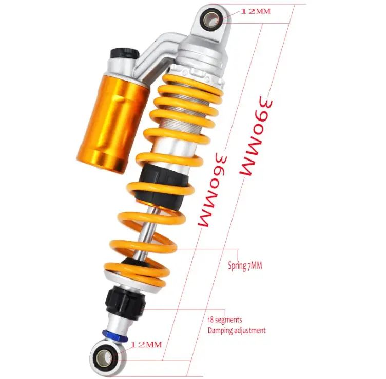 1 пара 320 мм 340 мм 360 мм Воздушный амортизатор мотоцикла задняя подвеска для HONDA SUZUKI Kawasaki Aprilia YMAHA желтый