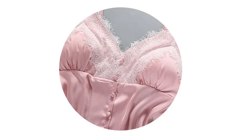 Queenral 3PCS Pajama Sets Women's Sleep Lounge Sleepwear Spring Sexy V-neck Nightwear Satin Silk Long Sleeve Home Wear Female   5