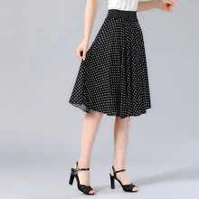 Новые летние модные женские юбки в горошек, эластичная плиссированная юбка с высокой талией, Saia Faldas, Повседневная Уличная юбка трапециевидной формы для девушек и девушек