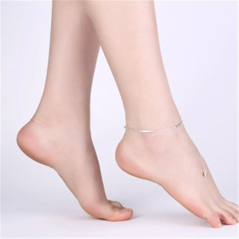Новое поступление 2017 года 925 серебро офисные Для женщин Мода Циркон Ножные браслеты нога ноги цепь Модные украшения