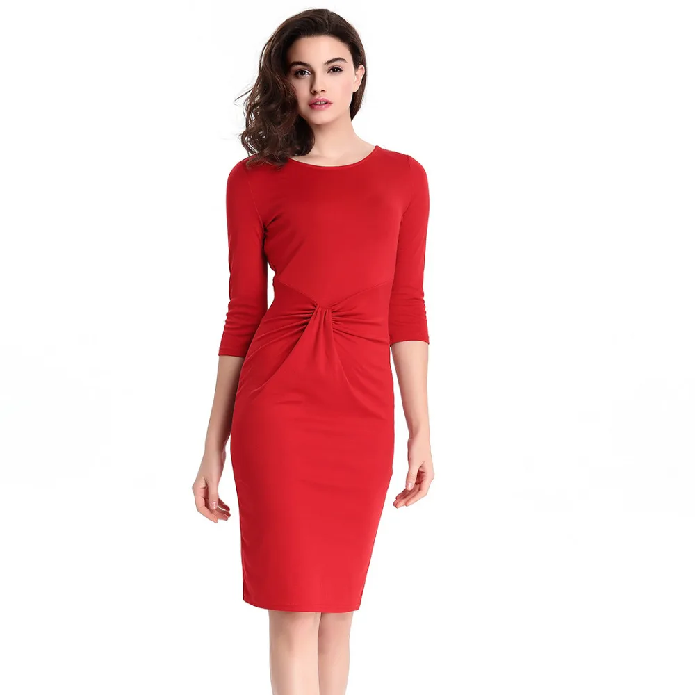 Red Dress Brief Plus Size Women Bodycon Pencil Slim Dresses Autumn Luxury Office Lady Formal Wear Party/Club/Evening Vestidos