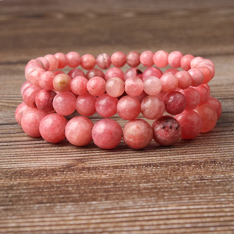 

Lingxiang 6/8/10/12mm add colors Rhodochrosite bracelet is suitable for men and women to wear elastic string beaded jewelry
