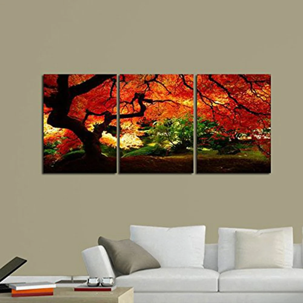 Росписи на холсте жикле печать Wall Art Красный кленовое картины с деревьями для