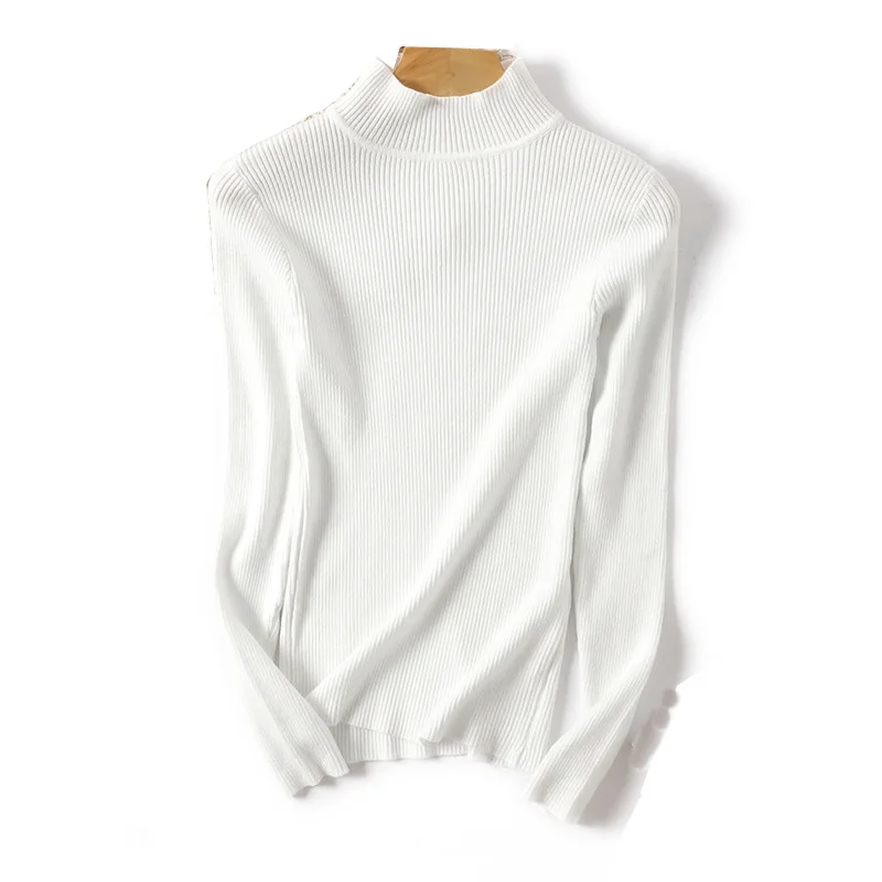 ShejoinSheenjoy Spring Autumn Women Pullovers Sweaters Fashion Slim Half Turtleneck Knitted Tops Women Elastic Casual Sweater (12)