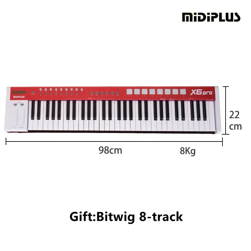 

MIDIPLUS X6pro 61 full size semi-weight velocity keys midi keyboard midi controller with buitl-in sound sources