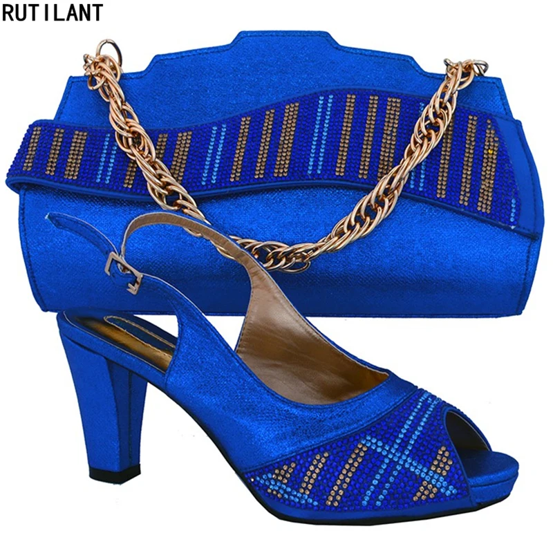 Para La Azul Italia Fiesta A oro Juego En Y Señoras Boda Zapatos Decorado naranja Mujeres rojo Rhinestone Bolsa púrpura Con Bolsos Italianos qt8wFOYTX