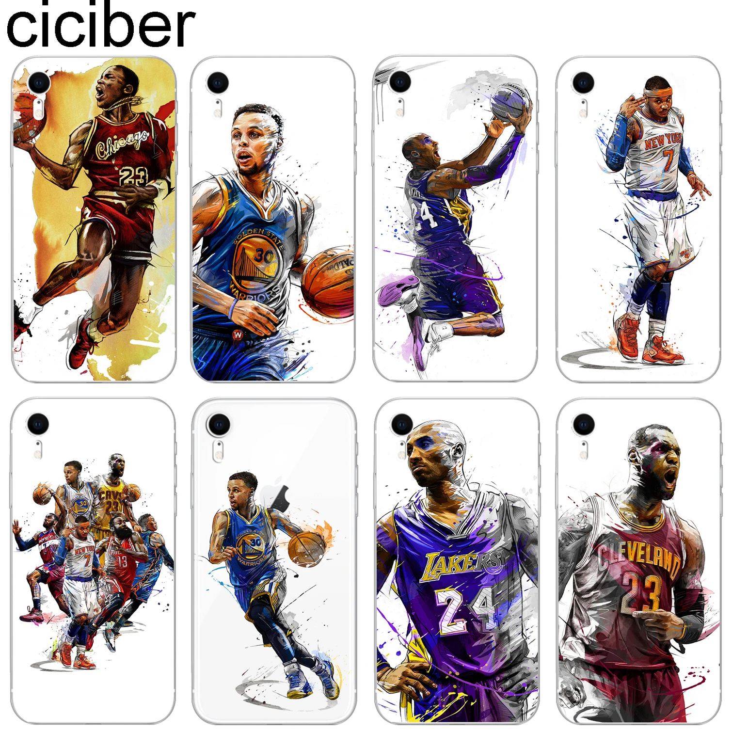 

ciciber Sports Basketball Pattern Design Soft Silicone Phone Cases Cover for Iphone 8 7 6 6S Plus 5S SE X XR XS MAX Fundas James