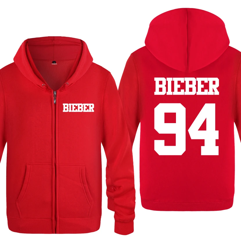 Justin Bieber 94 Rock Hip Hop Music Sweatshirts Men 2018 Mens Zipper Hooded Fleece Hoodies Cardigans