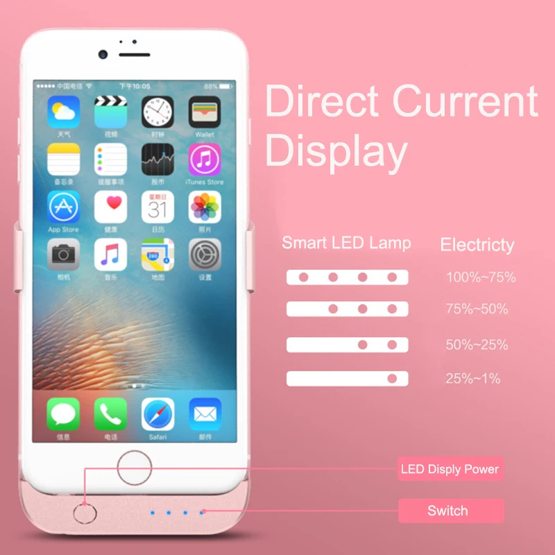 Чехол для аккумулятора для iPhone 6, 6 S, 7, 8, 6000 мА/ч, внешний аккумулятор, чехол для зарядки s, для iPhone 7, внешний аккумулятор, зарядное устройство, чехол, Fundas
