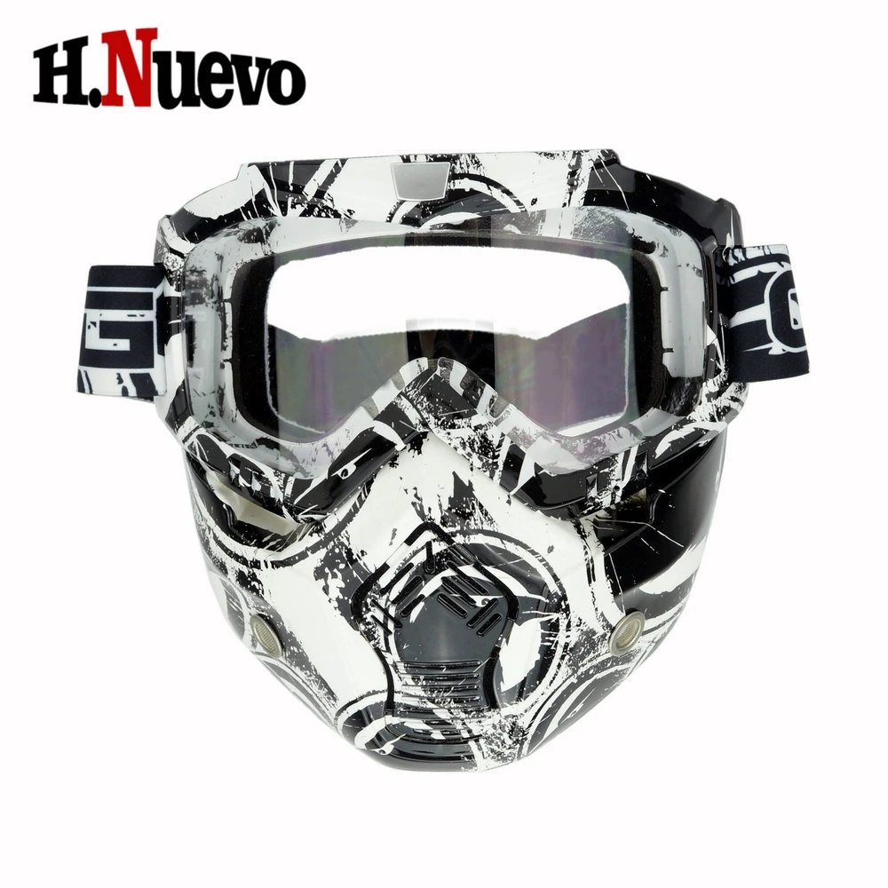 

Men Motorcycle Face Mask Goggles Ski Riding Flying Scooter Eyewear Detachable Modular Open Face Goggles Helmets Vintage Glasses