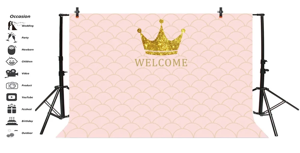 Laeacco Cartoon Crown Mermaid Scale Baby Birthday Photography Backgrounds Customized Photographic Backdrops For Photo Studio Laeacco Cartoon Crown Mermaid Scale Baby Birthday Photography Backgrounds Customized Photographic Backdrops For Photo Studio