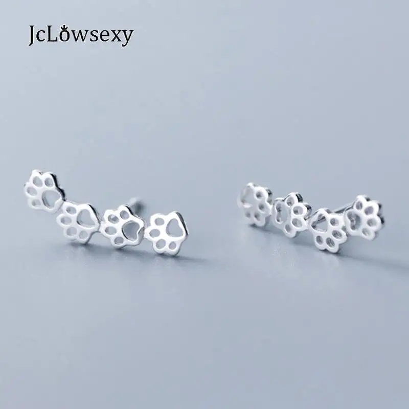 New 925 Sterling Sliver Animal Dog Claw Hollow Stud Earrings Women Simple Anti Allergic Cute Girls Chrismas Gift | Украшения и