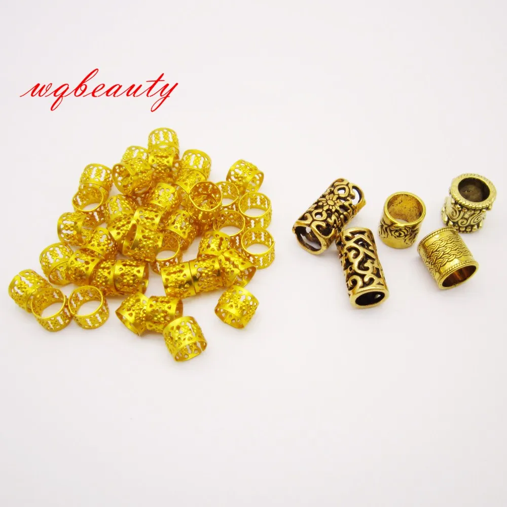 55Pcs/Lot Mix adjustable clips big hole metal Golden hair braid dread