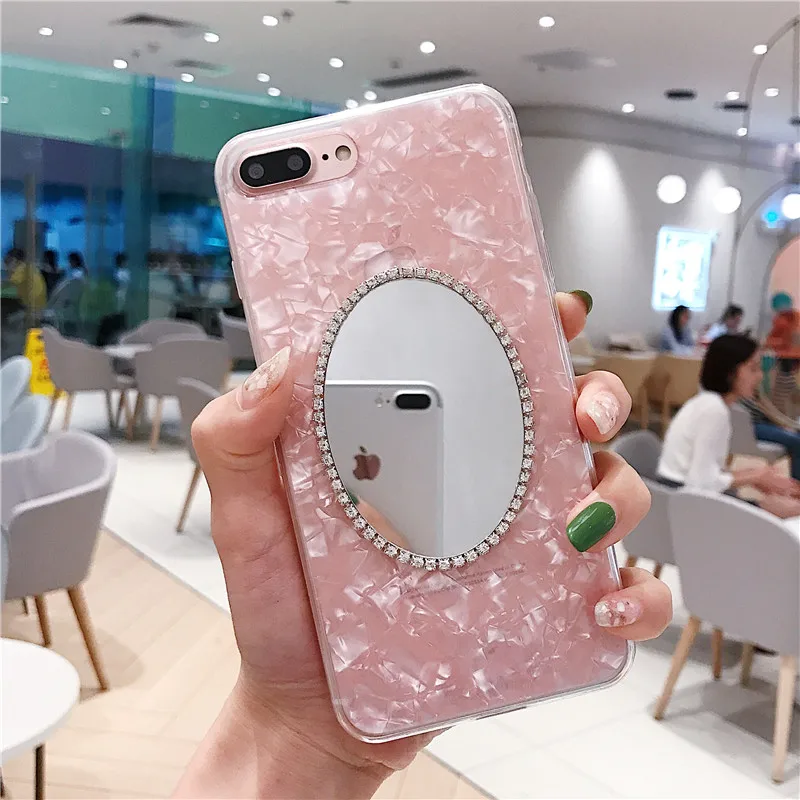 Блестящий зеркальный чехол LaMaDiaa для макияжа iPhone 11 12 pro max XS MAX XR 8 7 6 Plus с раковиной