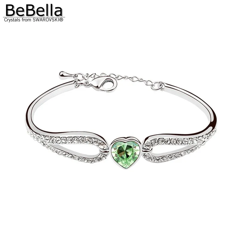 Женский Браслет манжета BeBella heart wing с элементами Swarovski модное ювелирное изделие