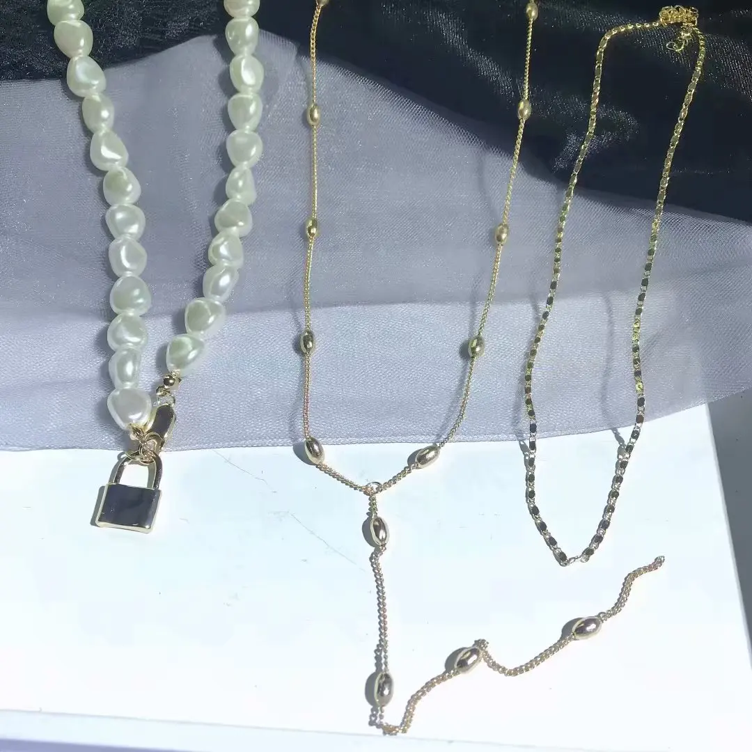 JCYMONG 3 шт. роскошное ожерелье-чокер с искусственным жемчугом неправильной формы для женщин, модная Корейская Подвеска "замок", Женские Ювелирные изделия