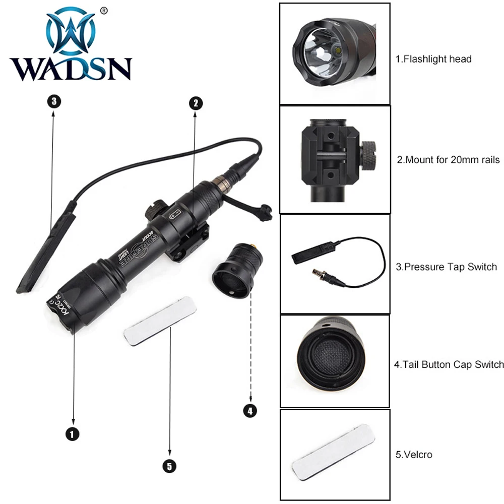 Aumentar a Pressão Wadsn Arma Lanterna Airsoft la Peq15 Red Dot Surefir Luz Tática Peq Vermelho ir Laser Interruptor Remoto M600c sf 18 Luzes de armas