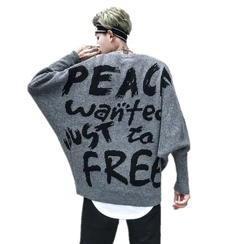 

Letter Men Hip Hop Sweater Streetwear Print Cashmere Knitting Man Pullover Korean Fashion Clothing Oversized Modis Sueter Hombre