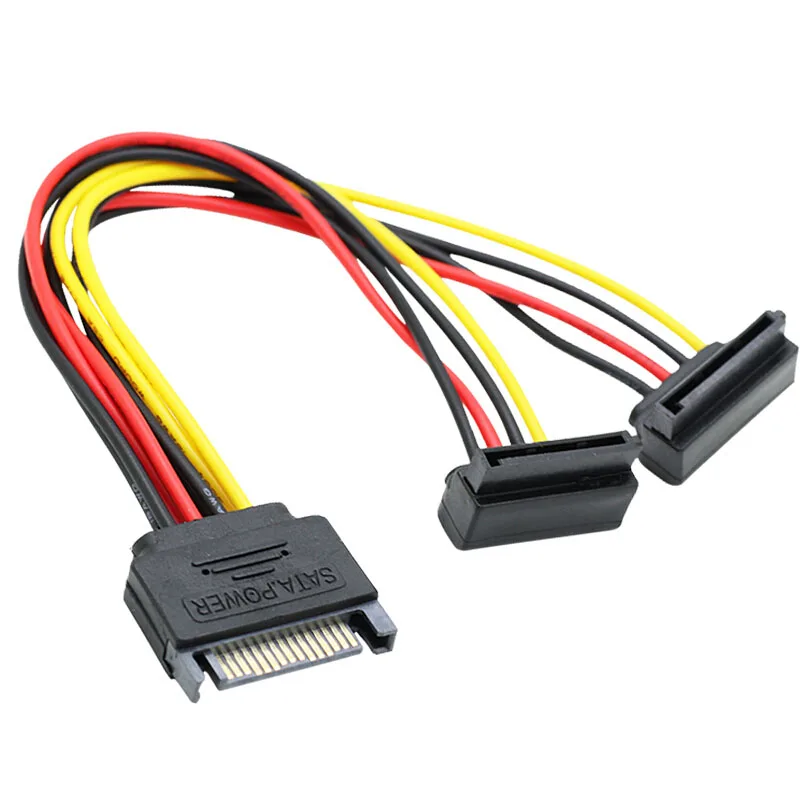 

SATA Extension Line 15Pin Hard Disk Drive 1/2 Power Cord 1 Male to 2 Female Serial Port Transfer Data/Transfer Line 0.15m