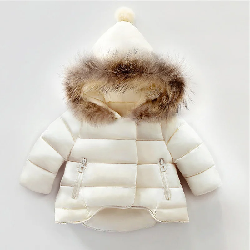 

Baby Girl Winter Jacket Zipper Outwears Casual Toddler Windbreakers Clothes Fur Hooded Down Coats Warm Thickness Kid's Clothing