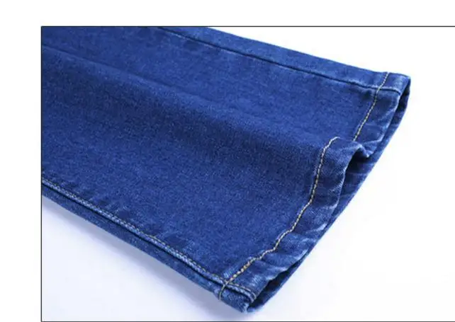 Весной стиль в Корейском стиле C высокой талией, Эластичные зауженные искусственно состаренные джинсы flare брюки длинные штаны