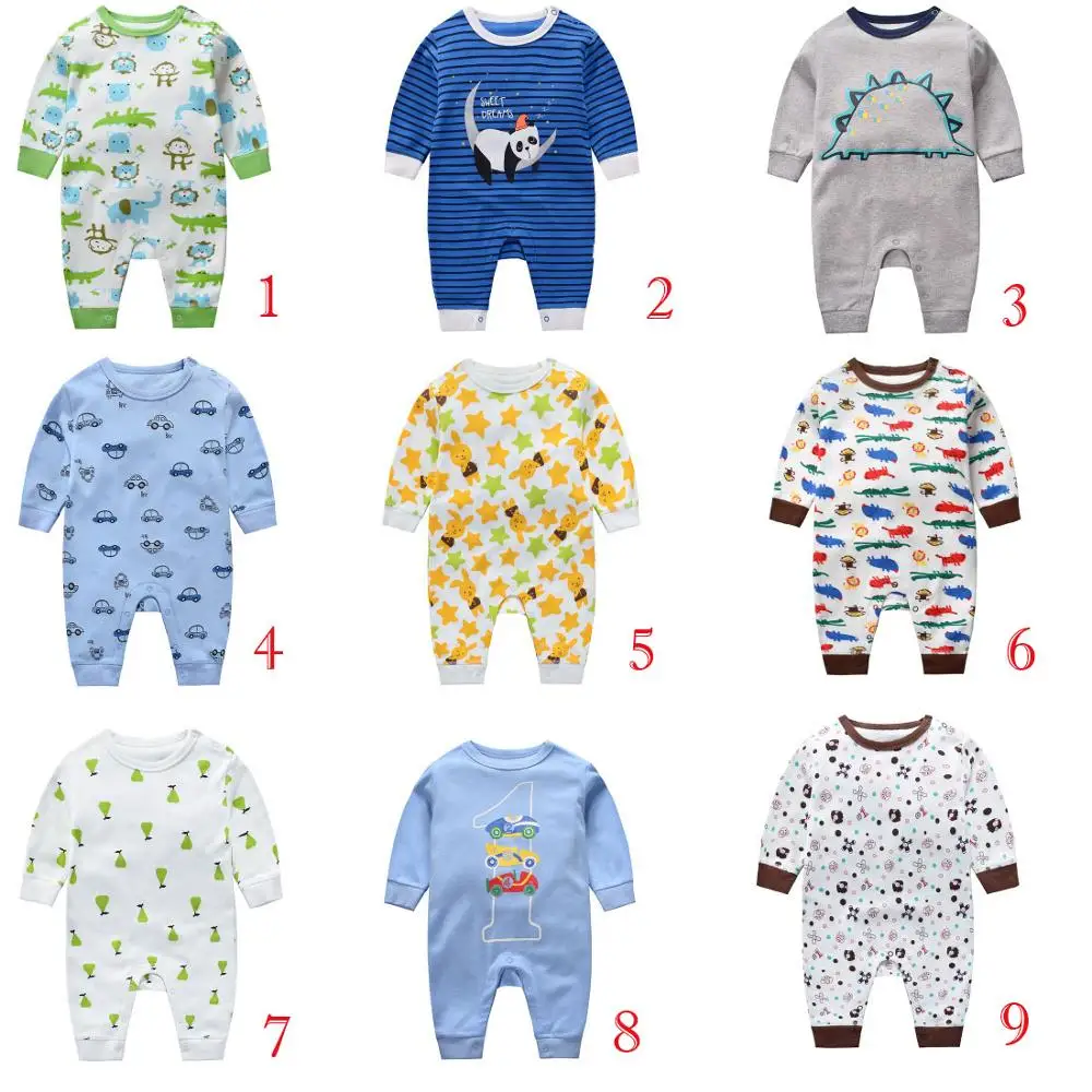 2019 Infant Newborn Baby Boy Clothes cotton Long Sleeve boys girls Romper Clothes Solid Outfits 0-12M