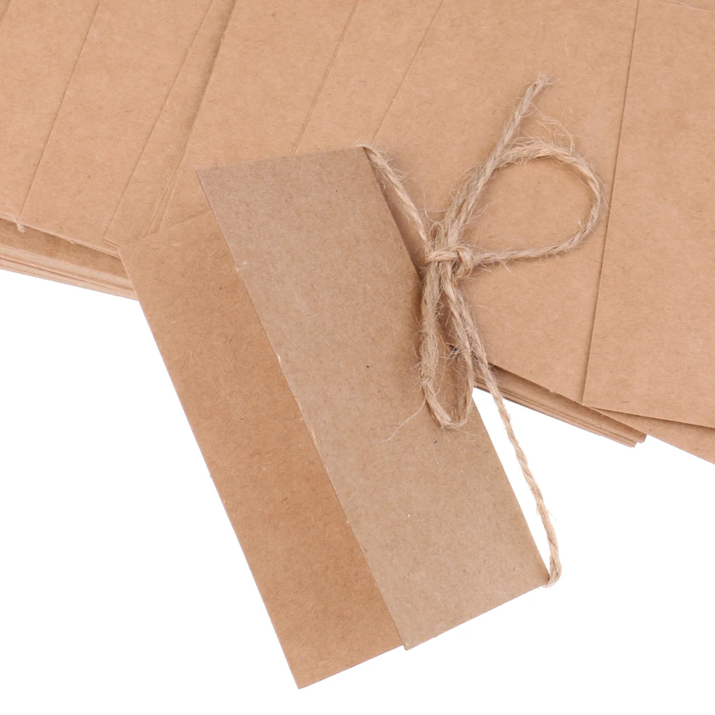 50 Pieces Kraft Paper Blank Place Name Card Rustic Wedding Table Card Twine Bow Wedding Birthday Party Table Card Waterproof 