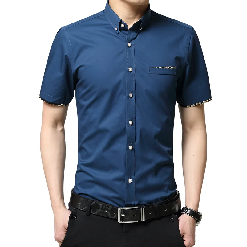 Camisa Masculina деловая Мужская Облегающая рубашка с коротким рукавом для мужчин 32