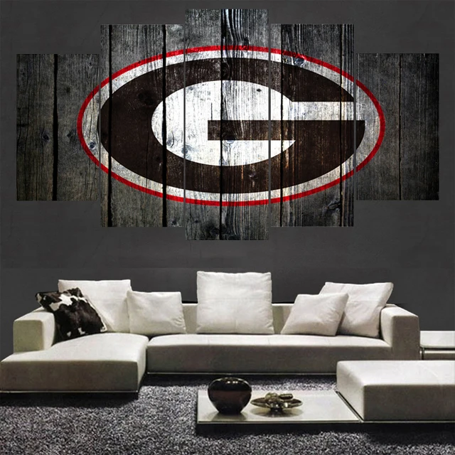 5 Panel Sport Georgia Bulldogs Logo Animal Prints Wall Home Decor 5 Panel Sport Georgia Bulldogs Logo Animal Prints Wall Home Decor Picture Canvas Painting Calligraphy For