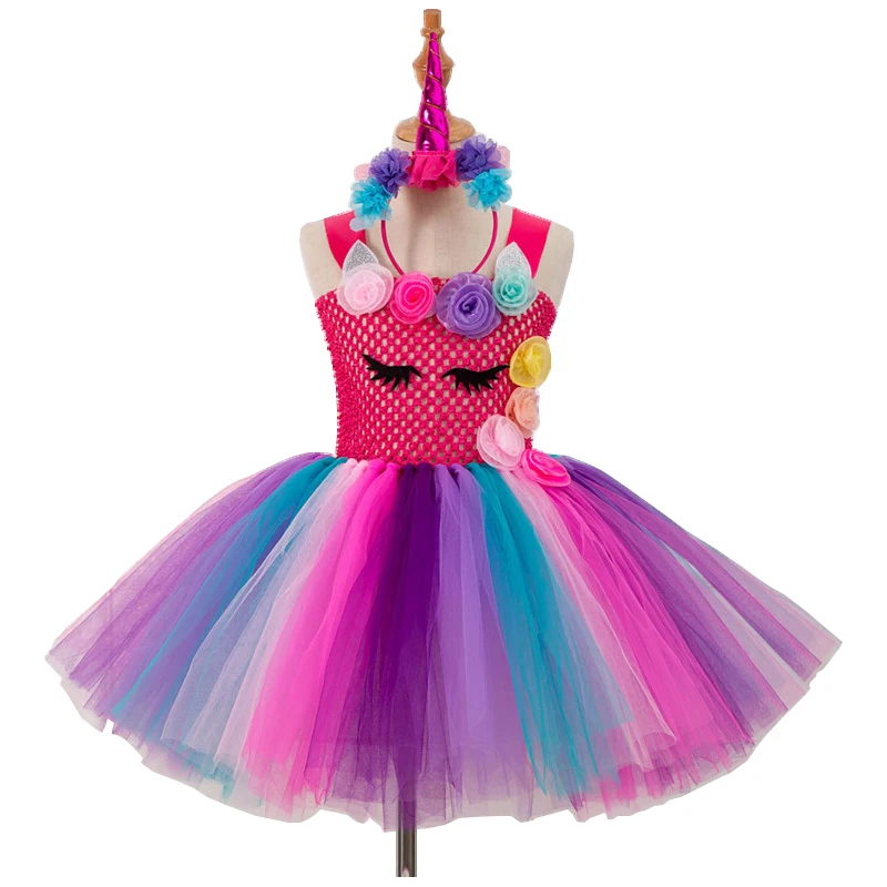 Girls Unicorn Dress Costume Rainbow Tutu Princess Cosplay Birthday Party Dress Children Kids Halloween Carnival Unicorn Clothes Girls Unicorn Dress Costume Rainbow Tutu Princess Cosplay Birthday Party Dress Children Kids Halloween Carnival Unicorn Clothes
