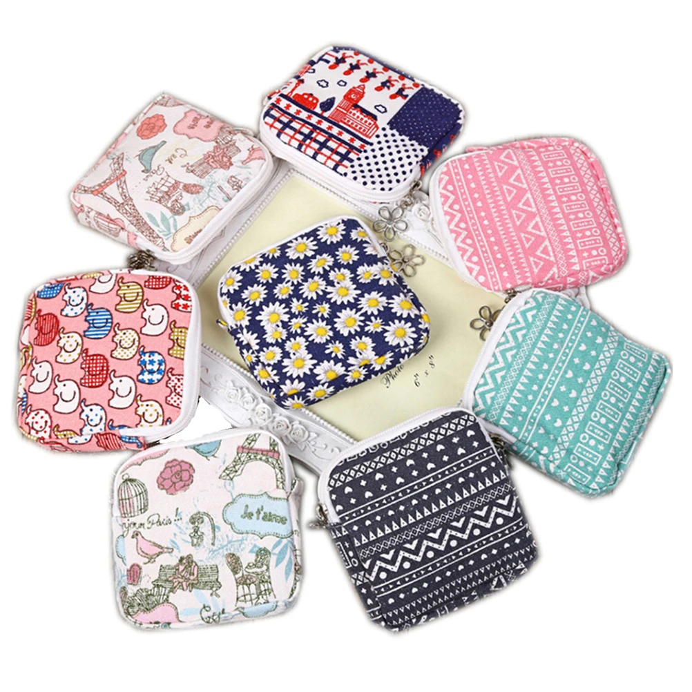 

Female Hygiene Beautiful Life Korean Cute Sanitary Napkins Package Zipper Towel Storage Small Cotton Storage Purse Case Health