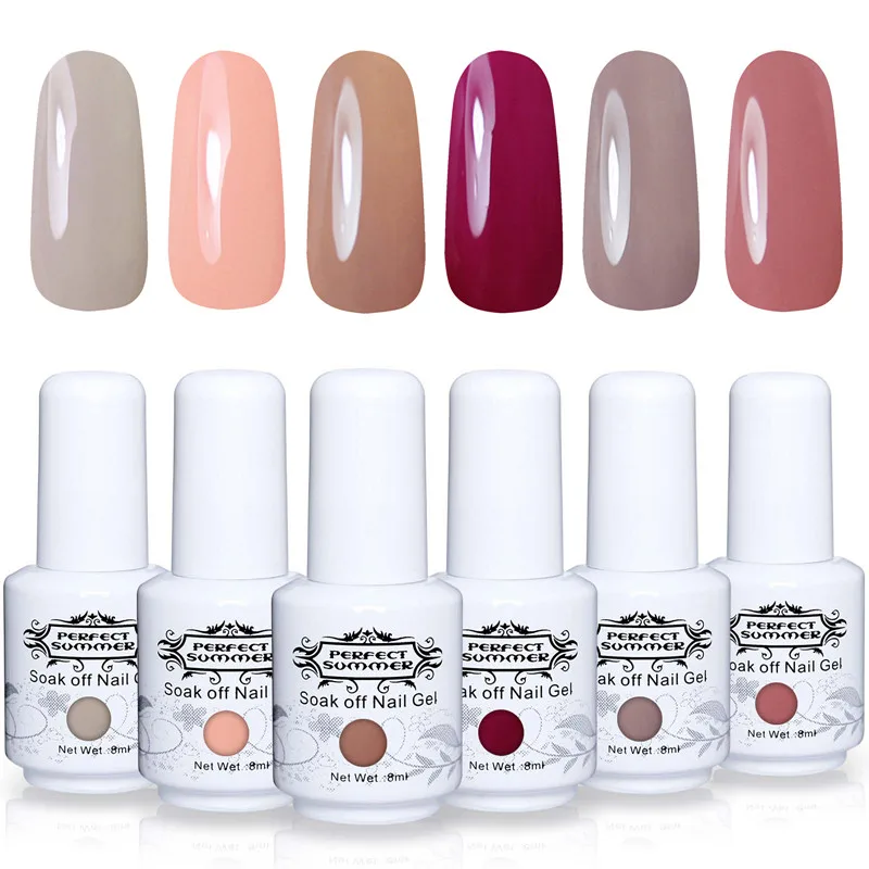 

Perfect Summer 6 Piece 8ml Nail Gel Polish Set Long Lasting Soak off UV Gel Polish Gel Varnish Lacquer Set