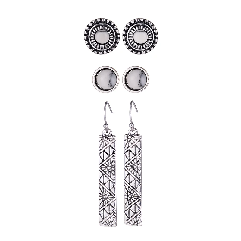 3 пары/Лот bijoux модные тибетские бриллиантовые серьги белого и синего цвета
