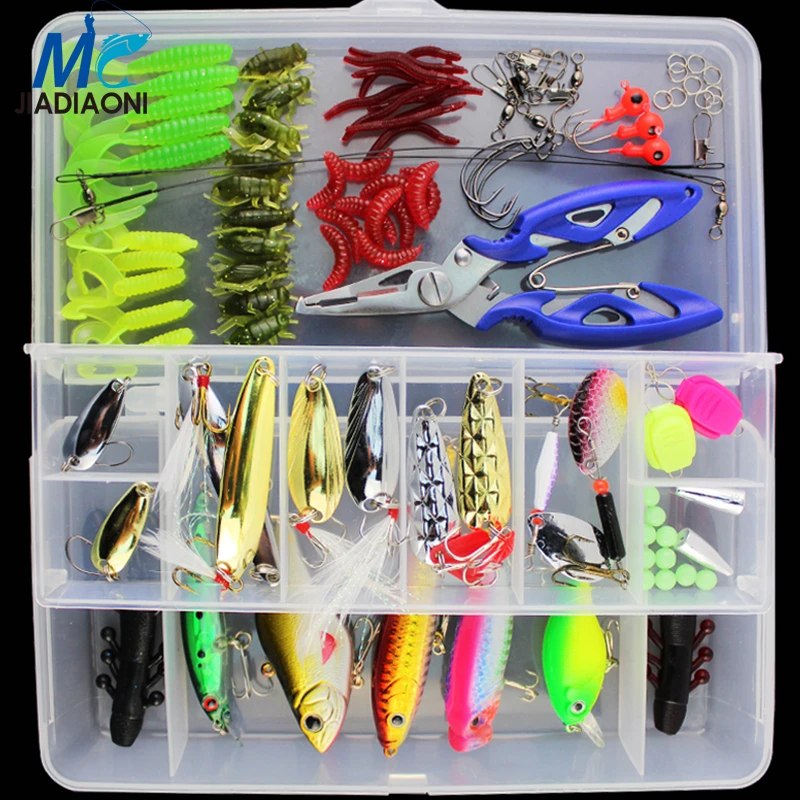 Jiadiaoni 100 個鯉釣りルアーセットスピナー金属フライ Wobblers ミノークランクベイトルアー安い釣具 Aliexpress