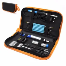 Eu Plug 220v 60w Adjustable Temperature Electric Soldering Iron Kit+5pcs Tips Portable Welding Repair Tool Tweezers Solder Wire