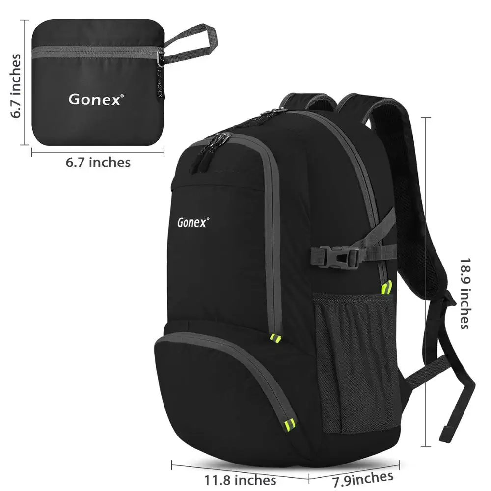 Gonex 30L خفيفة على ظهره طوي Daypack حقيبة مدينة حقيبة للمدرسة السفر التنزه الرياضة في الهواء الطلق الأسود 210D النايلون 2019 الرجال النساء Gonex 30L خفيفة على ظهره طوي Daypack حقيبة مدينة حقيبة للمدرسة السفر التنزه الرياضة في الهواء الطلق الأسود 210D النايلون 2019 الرجال النساء