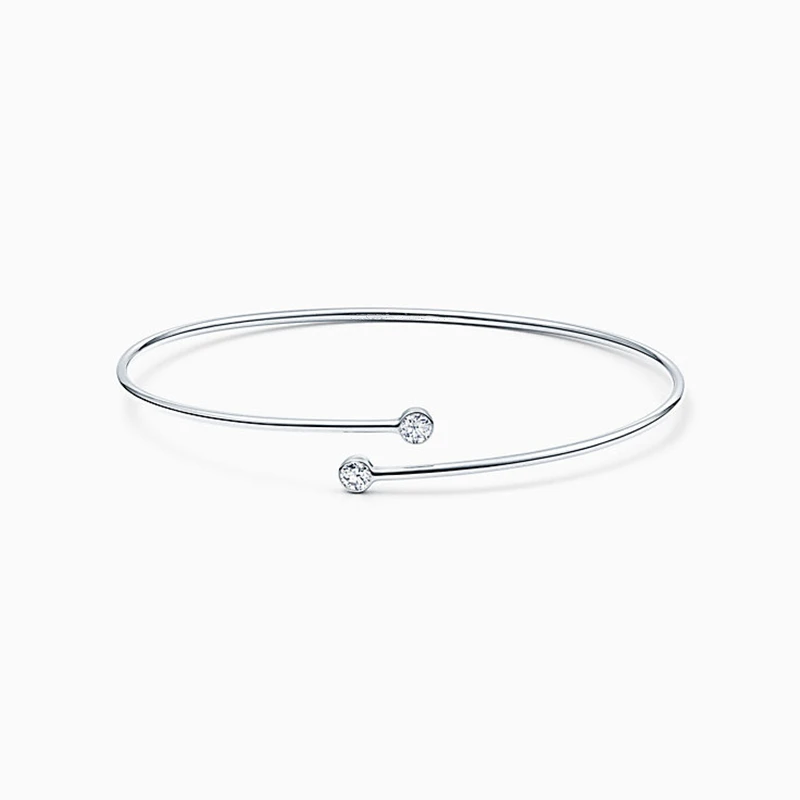 

SHINETUNG Original 100% S925 Sterling Silver Bracelet Single Row Trendy Bracelet Women Logo High-End Jewelry