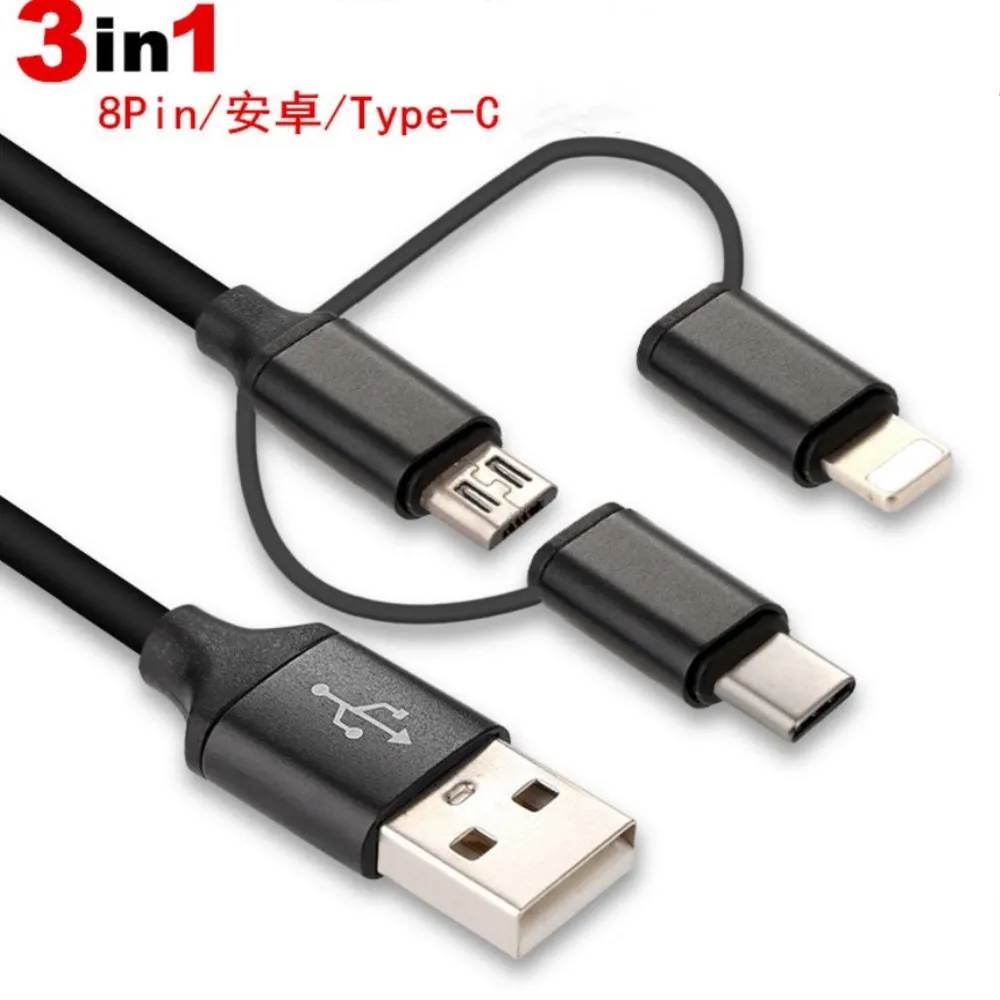 

3 in 1 Samsung HTC Xiaomi SONY Android typeC ipone mobile data synchronous charger cable micro USB cable fast charging line