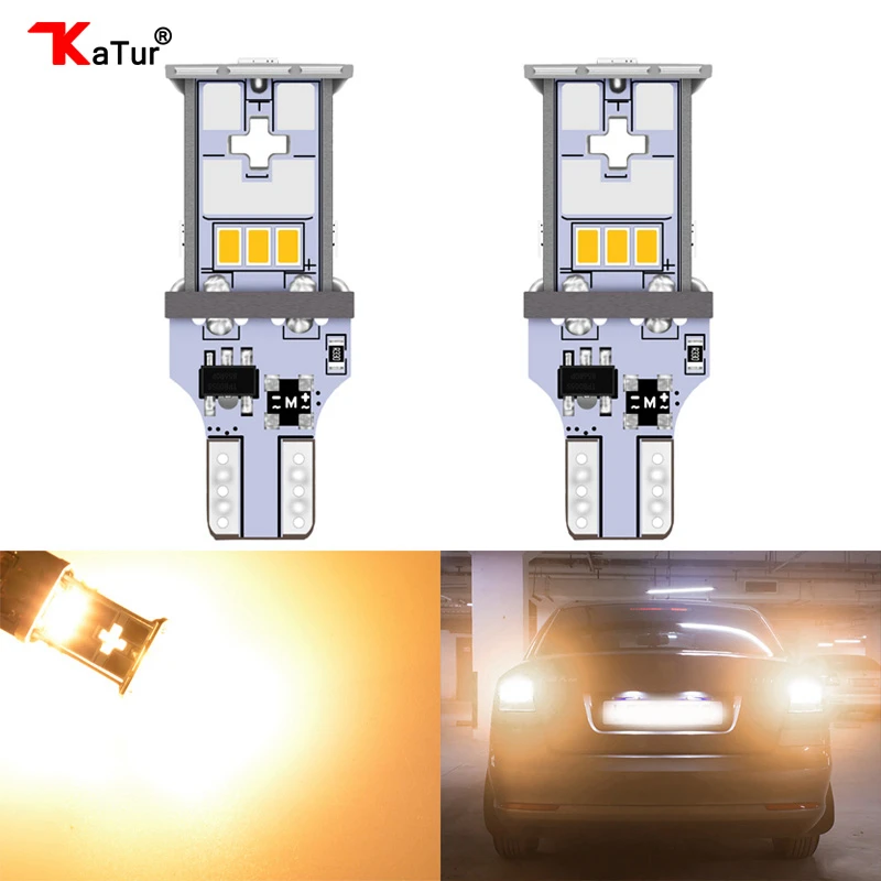 

Katur 2Pcs T15 W16W LED Bulbs 912 921 Car LED Back-up Light Auto Reverse Lamp Canbus No Error SMD 3020 White Xenon Warm White