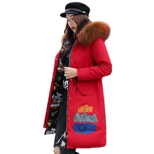 Толстые длинные пуховые парки, Двусторонняя одежда, большое меховое пальто, новая модная зимняя женская пуховая куртка с капюшоном и хлопковой подкладкой, пальто для женщин