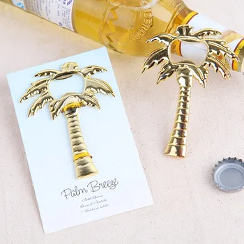 

100 pcs Gold Golden Palm Breeze Chrome Palm Tree Bottle Can Opener Openers wedding Party Baby shower favor gift Favors