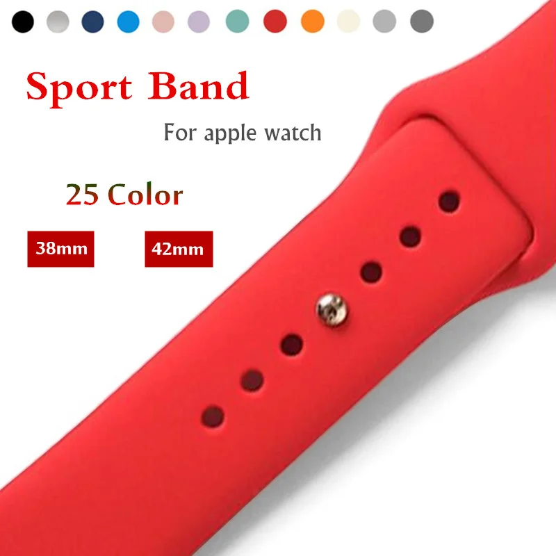 Beste Siliconen Sport Strap Voor Apple Horloge 4 3 2 1 iWatch band 42mm 38mm 44mm 40mm Armband horlogeband pols riem horloge accessoires