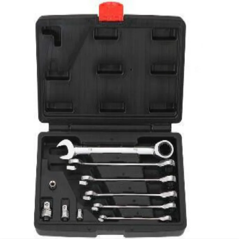 

High quality 10pcs movable fixed-head dual-purpose ratchet wrench sleeve set open plum blossom quick machine repair adjustable