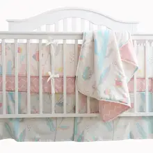 Хлопок, детские постельные принадлежности для кроватки, комплект детской кроватки, защитная планка, детская юбка для детской кроватки, комплект для кроватки, комплект для кроватки, цветущего кактуса(комплект из 3 предметов, без бампера