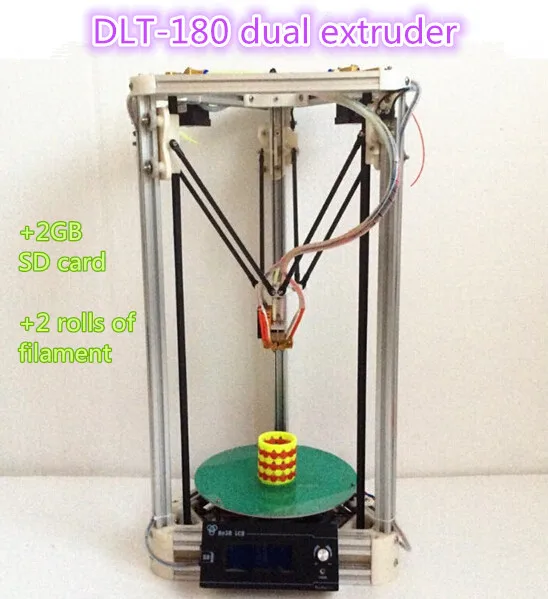 He3D The Dual Extruder Delta 3d printer kit DLT 180 Double Heads Two ... - He3D The Dual ExtruDer Delta 3D Printer Kit DLT 180 Double HeaDs Two Color Printing LCD