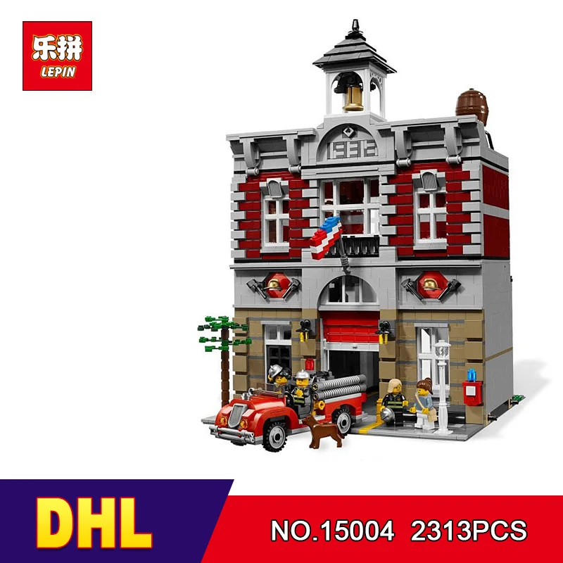 

DHL LEPIN 15004 2313Pcs City Street Fire Brigade Model Building Kits Blocks Bricks Compatible 10197 Brick