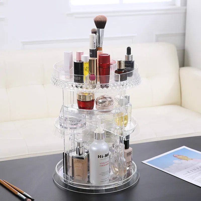 

1Pcs Women Makeup Organizer Functional Storage Box Eco-friendly Storage Box Cosmetics 360 Degree Rotate Container