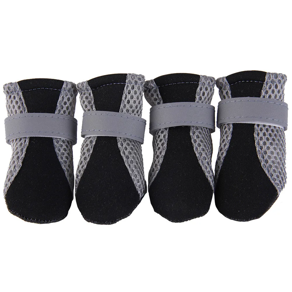 

4Pcs Dog Shoes Breathable Anti-slip Waterproof Rain Winter Warm Pet Boots Paw Protector Reflective Straps Dog Shoes