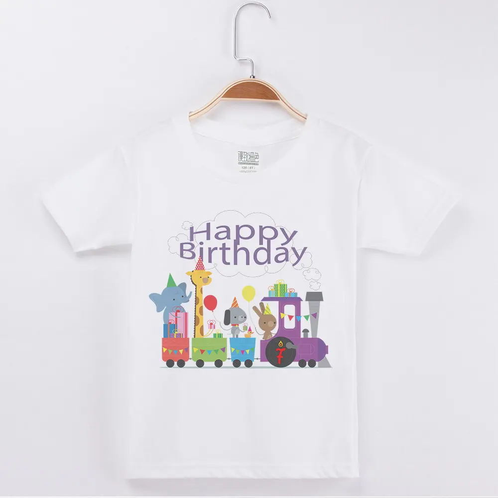 Футболка с рисунком животных; Одежда для мальчиков на день рождения; хлопковая детская одежда для девочек; топы для мальчиков; детская футболка; брендовые Детские футболки - Цвет: White 7Y