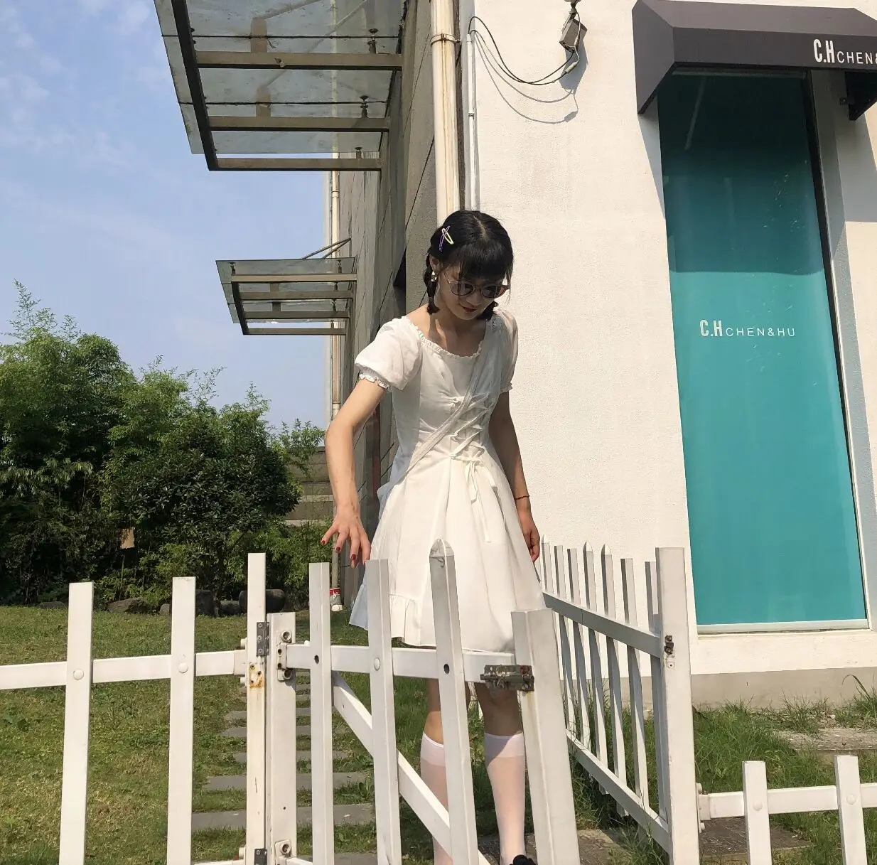 RUGOD/женское однотонное платье в стиле Лолиты с круглым вырезом и пышными рукавами, тонкое мини-платье со шнуровкой, новое модное милое женское платье kawaii
